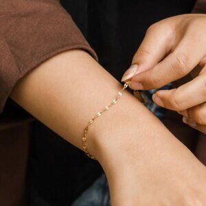 Sparkly Gold Mirror Chain Bracelet Waterproof Bracelet Non-tarnish Mirror chain